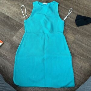 Babaton Turquoise Ribbed Dress